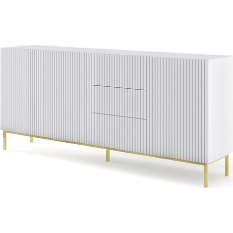MOBILE RAVENNA B MOBILE EN MDF RECOUVERT DE FEUILLE 3D3S 200 BLANC OPAQUE CADRE OR (1/4)