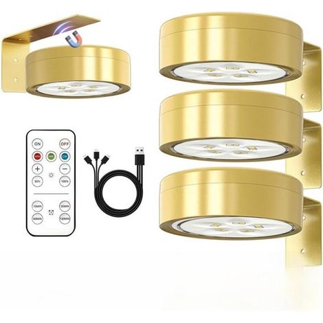 Iluminación LED inalámbrica para cuadros，Con control remoto，3 LED magnéticos，Luces para pintores con 3 colores de luz，(Oro)，[Clase energética A+] (1/5)