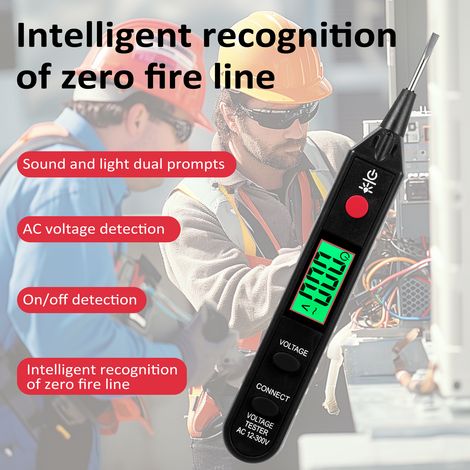 Testeur de tension, plage sans contact, AC 12 300V, lignes électriques neutres et sous tension avec alarme sonore et lumineuse (1/5)