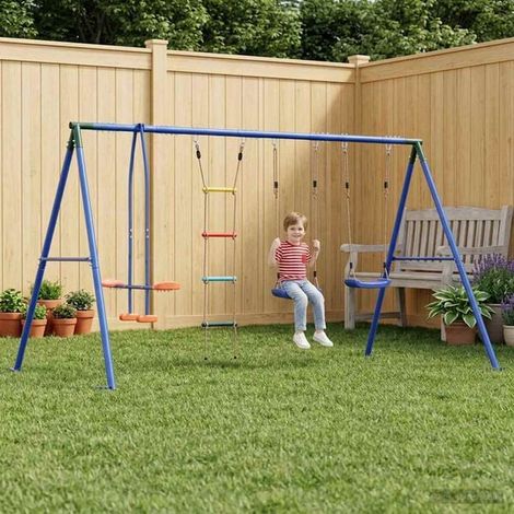Balançoire enfant : Ensemble de balançoires d'extérieur Multicolore Acier et PE jeu extérieur enfant, aire de jeu jardin, balançoire enfant , pour jardin, usage domestique , enfant 3-8 ans (1/5)