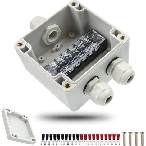 IP66 Waterproof Junction Box, White 3-Pole Cable Plug with Screw Terminal Block and Cold Pressed Y-Terminal, PG9 Outdoor Project Enclosure for 4-8 mm Diameter Cable (82 x 80 x 56 mm) (1/5)