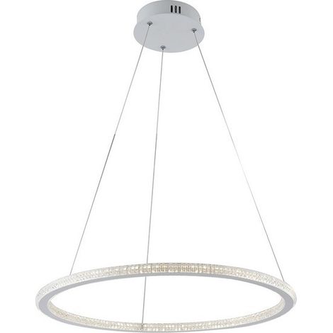 "Sospensione BRYANT bianca con diffusore diamantato 45W luce calda" (1/2)