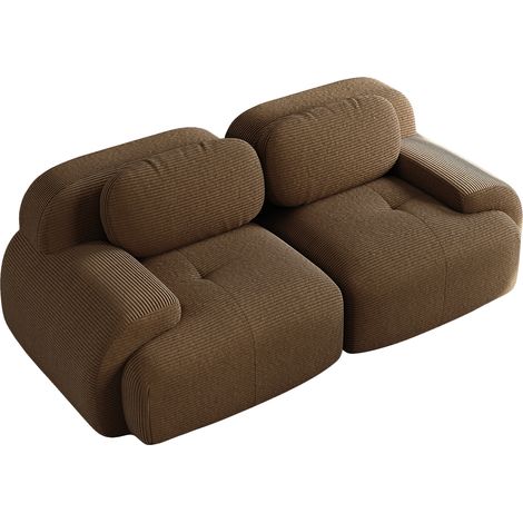 2-Sitzer Loveseat-Sofa aus braunem Cord, modular, rahmenlos, MODENUIT (1/5)