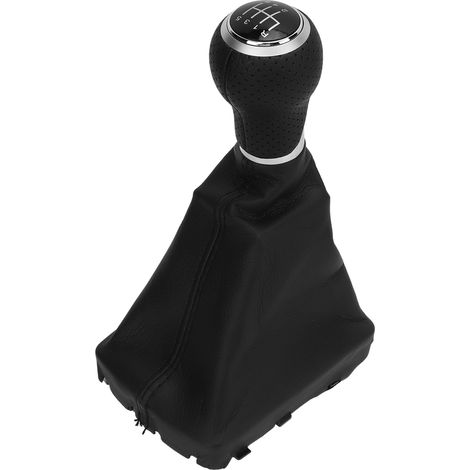 Pommeau de levier de vitesses à 6 rapports pour Audi A6 C6 (2004-2011, conduite à gauche), inscription blanche, ergonomique, anneau argenté. (1/5)