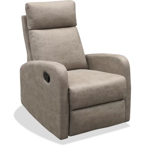 Sillón relax manual Giulia tapizado en tela cemento, 101cm(alto) 70cm(ancho) 80cm(fondo) (1/3)