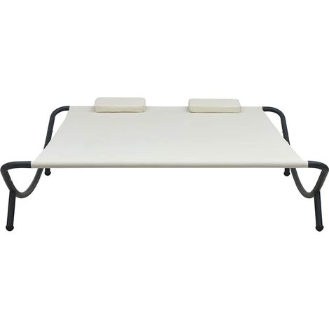 vidaXL Tumbona de jardín tela blanco crema (1/2)