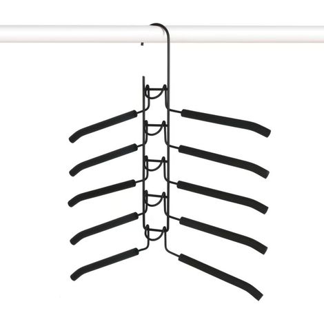 Cintres peu encombrants, lot de 2, cintres métalliques multifonctions 5 en 1, cintres antidérapants avec éponge EVA multicouche, cintres multi-usages pour jeans, jupes, t-shirts et pantalons. (1/5)