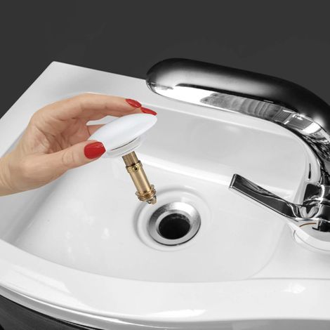 Soupape De Trop-plein Pour Baignoire Bouchon De Baignoire Universel, Cône Robinet De Vidange Soupape De Vidange,Joint De Remplacement En Laiton,Ensemble De Déchets Antirouille 66 Mm (blanc) (1/5)