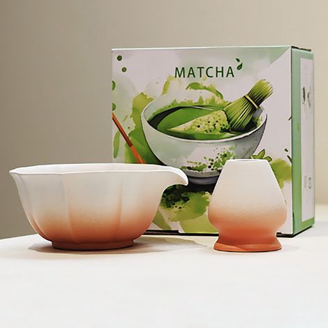 Set Thé Japonais - Bol À Matcha En Verre - Support Pour Fouet À Matcha - Kit Complet Pour Préparation De Thé Vert - 2 Pièces