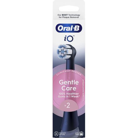 Oral-B Testine di Ricambio iO Series Gentle Care Black, testine rotonde di ricambio originali, setole angolate per una rimozione più profonda della placca, testina più morbida, adatte a gengive sensib