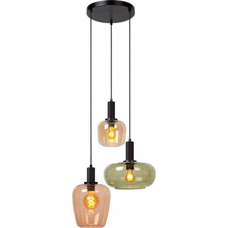 Lampada a sospensione Lucide Ilona 3xE27 vetro multicolor (1/5)
