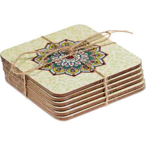Set de 6 sous-verres vert Mandala (1/2)