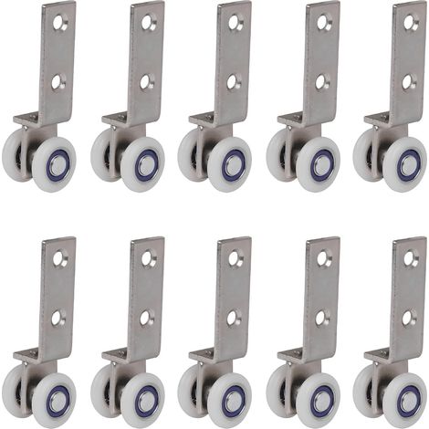 6,5 x 1,9 cm Coude de conduit en métal Roulement Bloc de poulie avec deux Plastique de roue pour porte coulissante fenêtre Cabinet (1/5)