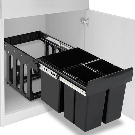 Poubelle amovible de cuisine-Bac à ordures de cuisine fermeture en douceur 48 L 214898 (1/5)