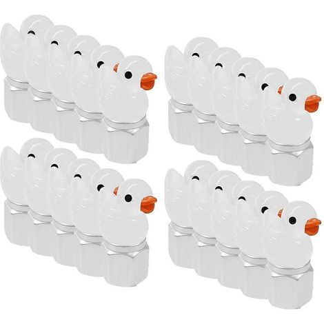 Lot de 20 bouchons de valve de pneu mignons en forme d'oie, phosphorescents, pour voitures, motos, camions et vélos (blanc). (1/5)