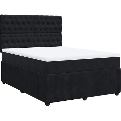 Giroletto a Molle con Materasso Nero 140x190 cm in Velluto vidaXL (1/5)