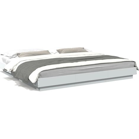 Cadre de lit blanc 200x200 bois d'ingénierie (1/5)