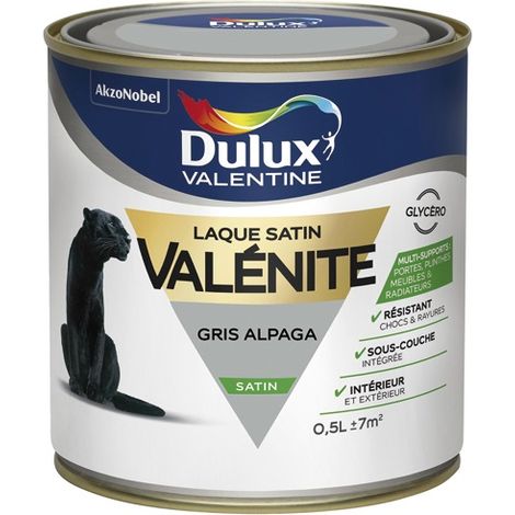 Dulux Valentine – Laque satin valénite 0.5L – Base white – Haute résistance aux chocs et rayures – Application facile sans sous-couche