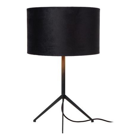 Lampada da tavolo nera paralume velluto E27 Lucide Tondo