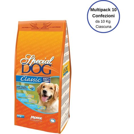 Special dog monge classic alimento nutriente per cani crocchette multipack 10 confezioni da 10 kg ciascuna