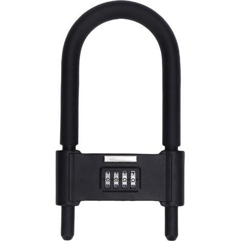 Cadenas à combinaison à 4 chiffres antivol robuste pour vélo, serrure en U avec anse réglable pour porte en verre, portail, hangar, clôture, plage 120-150 mm