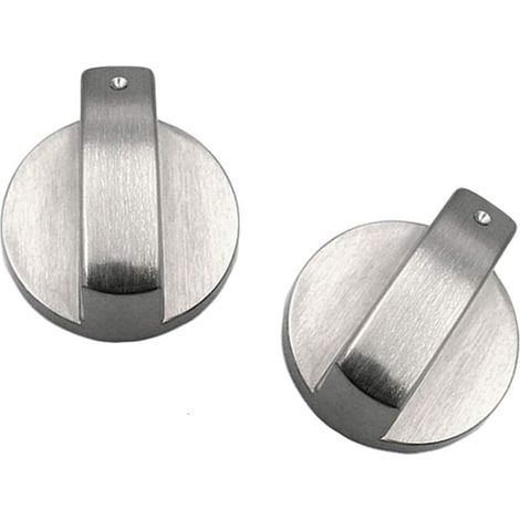 XEPHO Bouton de contrôle pour cuisinière à gaz en alliage de zinc 4 x 2 cm, Argenté, 2 pièces (1/5)