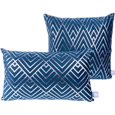 Lot de 2 Coussins Déco "Prisma II" 30x50cm Bleu (1/5)