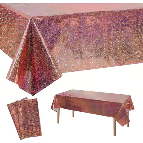 2er-Pack Glitzer Tischdecke Rosa Gold 137x274cm Wasserabweisend Einweg