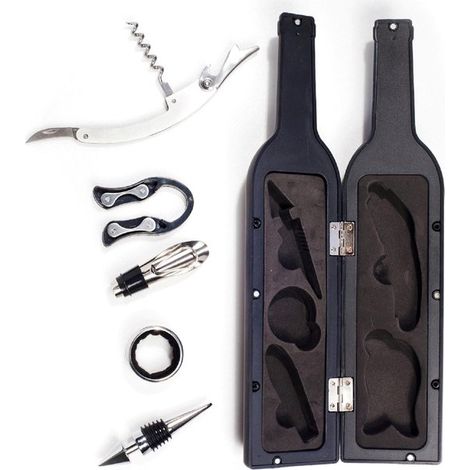 Set di 5 pezzi con cavatappi e accessori per il vino, nero, set completo per gli amanti del vino (1/5)