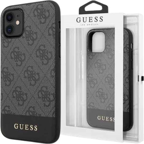 Guess GUHCN61G4GLGR iPhone 11 6.1 / Xrszary/graue Hartschalen-Hülle aus der 4G Stripe Kollektion (1/5)