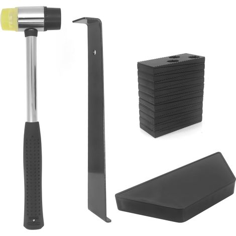 Lot de 23 outils pour revêtement de sol stratifié, kit d'installation de parquet stratifié, outils de montage de sol stratifié avec bloc de taraudage, maillet double face, barre de traction et (1/5)