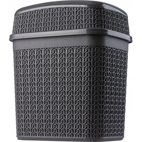 KADAX Kosmetikeimer aus Kunststoff, Abfalleimer mit Schwingdeckel, 5L, anthrazit
