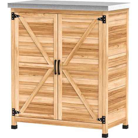 CHICFURN Armadio da giardino 79x43x92 cm in legno di abete e acciaio zincato (1/5)