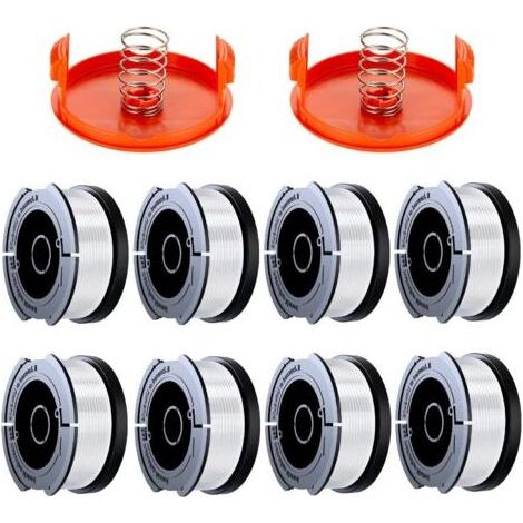 10 Pack Bobine Fil Coupe Bordure Compatible avec Black et Decker Coupe Bordures, A6481 A6485 1.65mm Bobine de Fil Debroussailleuse(8 Fil Coupe Bordure,2 Couvercle,2 Ressort) (1/5)