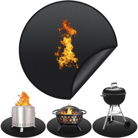 Tapis Ignifuge pour Poêle , 90 cm Couverture Ronde sous Tapis de Barbecue Exterieur, Résistant à l'huile et Imperméable sous Le Sol, Accessoires de Barbecue (1/5)