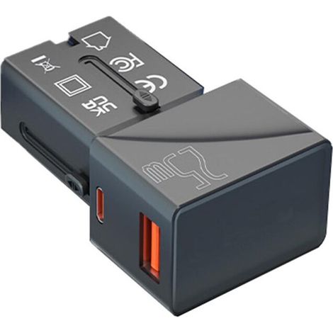 Adaptateur Secteur de Universel avec 1 Port USB-A QC 3.0 18 W et 1 Chargeur Rapide Type C PD 25 W pour Voyages Aux états-Unis, en Europe, au