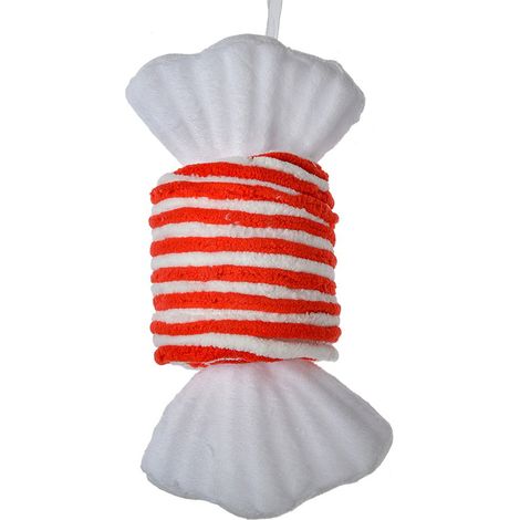 Suspension de Noël Bonbon Décoration à Suspendre Synthétique Blanc et Rouge 11 x 8 x 20 cm - PANGIVO (1/2)