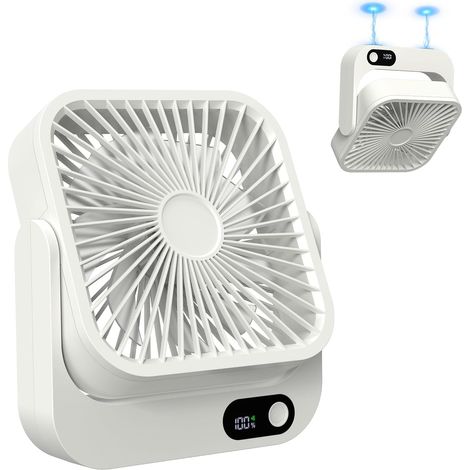 Mini Ventilateur Personnel Magnétique, Batterie Rechargeable Longue Autonomie-Blanc (1/5)