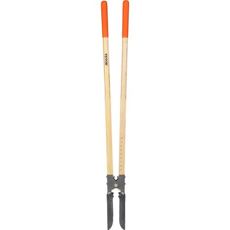 Pelle à trous de poteau robuste, avec manche en bois, pelle croisée pour trous de poteaux manuelle, avec marquages gradués et lame en métal, pour creuser en sols, travaux de jardinage, 1460 mm (1/5)