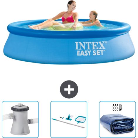 Intex runder aufblasbarer Easy Set-Pool – 244 x 61 cm – Blau – im Lieferumfang enthalten Accessoire CB81