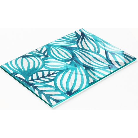 Tablero decorativo multifuncional de vidrio templado con estampado floral, 80x52 cm. (1/5)