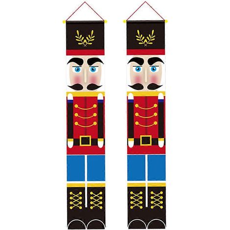paire de décorations de Noël : rideau de porte en tissu « Soldat de noyer », ornement de porte d'entrée, fournitures pour fête de Noël à la maison ou au restaurant.-180X30cm-Colorful