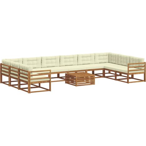 Outdoor Sofa Set with Cushion 11 pcs Natural and Cream vidaXL (1/5)