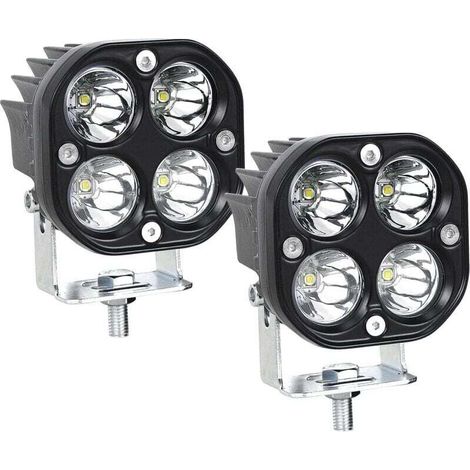 (2PCS) Phare de Travail LED Tracteur 7.6cm 3'' 40W Blanc Projecteur LED 12V 24V Etanche IP67 Feux Antibrouillard LED pour 4x4 Voiture Camion SUV Bateau Carré-DOU