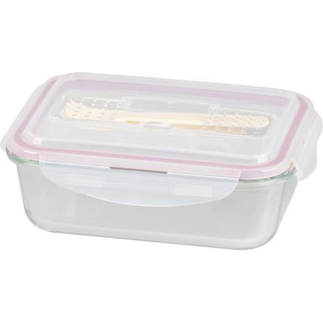 Dose MagicHome, rechteckig, 1000 ml, mit Deckel, mit Besteck, Clip