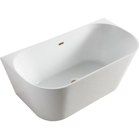 Balneo Baignoire dorée semi-îlot Murale 170x80cm, accessoires doré, Acrylique thermoformé 3.5mm, avec pieds réglables, VIVA (1/4)
