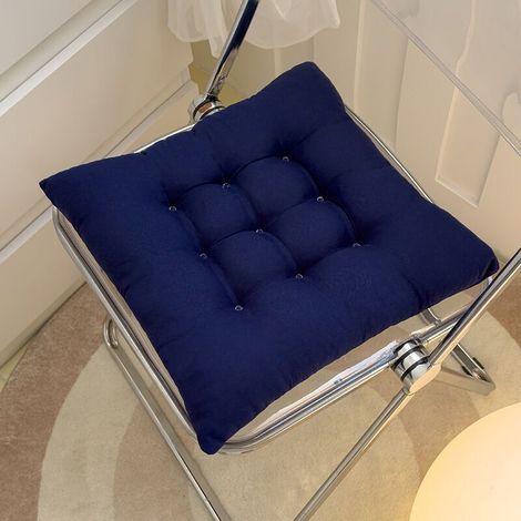 Lot de 6 coussins de chaise carrés 40x40, housse coton/polyester, pour intérieur et extérieur (1/4)