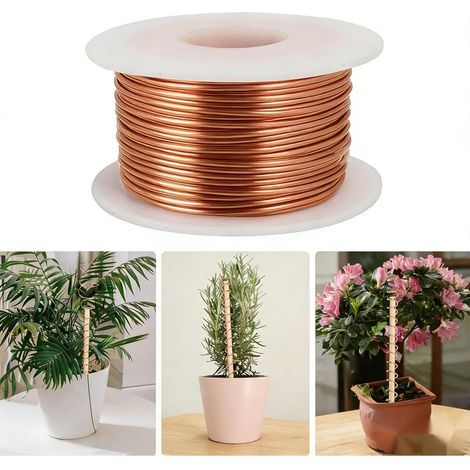 Fil de cuivre pur - Diamètre 1 mm - Diamètre : 1 mm - Fil de cuivre nu - 99,9 % - Calibre 16 - Pour jardin, plantes et légumes (1/5)