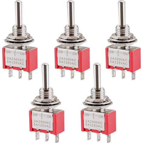 5 Stück MTS-103 ON-OFF-ON SPDT Miniatur-Wippschalter 3Pin 2A 250V 5A 120V (1/5)