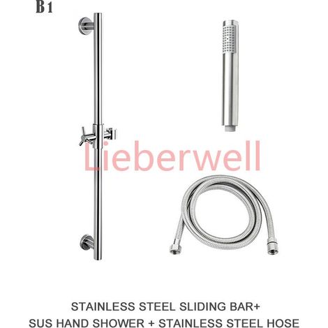Barre marketde douche en acier inoxydable SUS304, support de pommeau de douche réglable, rond et carré brossé, dernier modèle (1/5)
